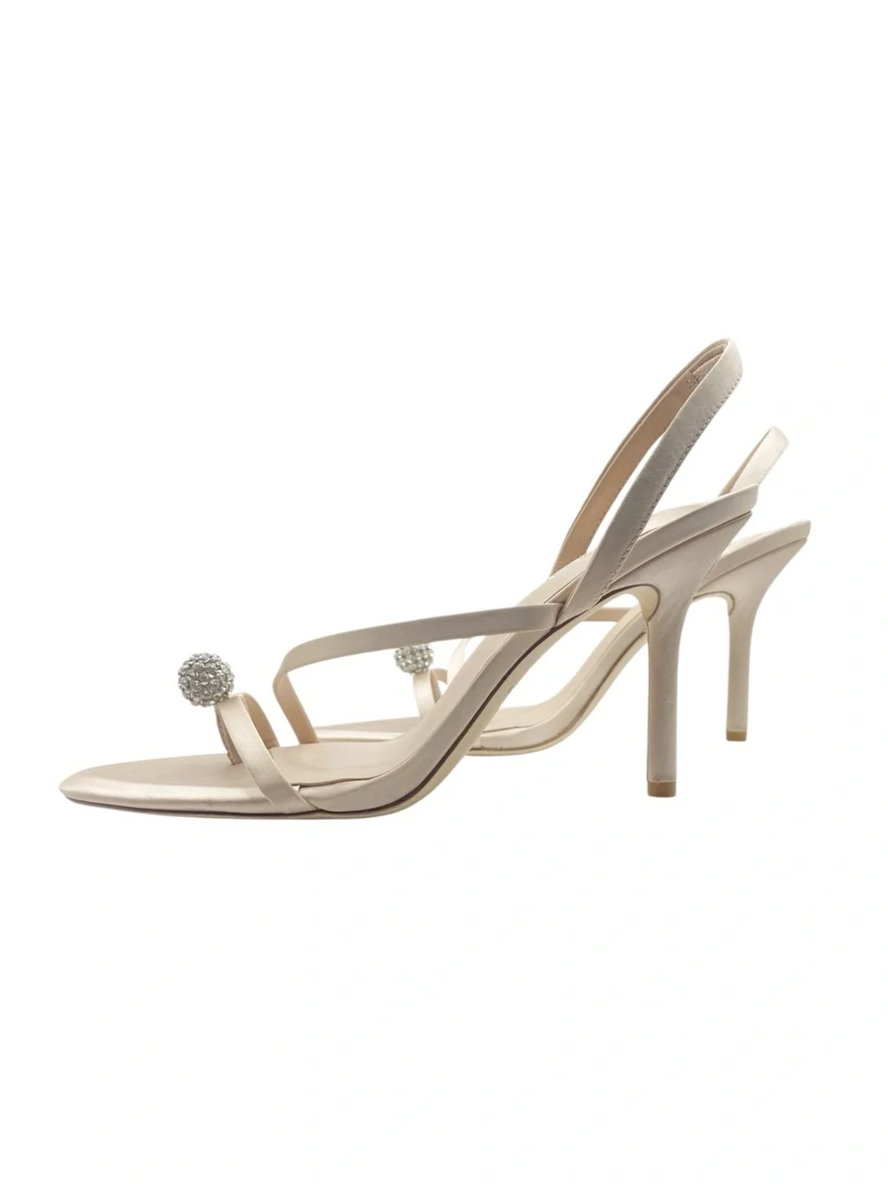 Antonio Melani Ames Two Satin Jeweled Thong Dusk Sand Heels Size 8.5 NWOB
